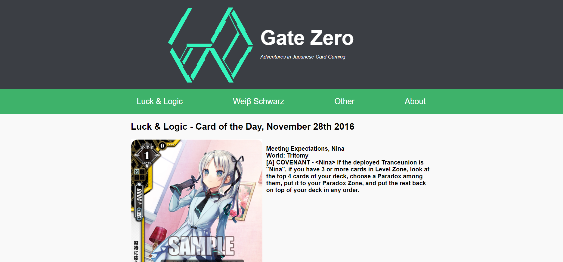 A screenshot of the website